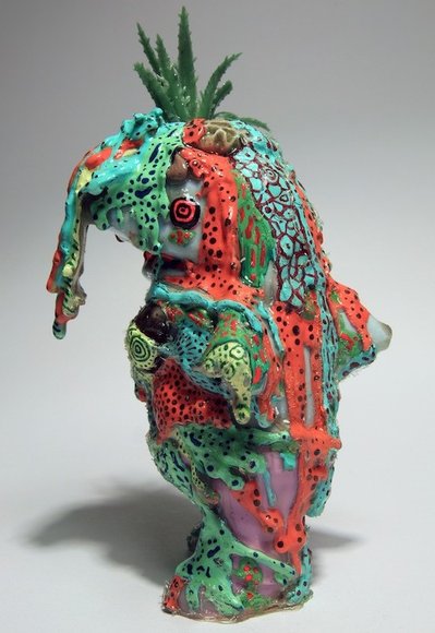 Creature from the Plastic Lagoon figure by Aaron Glasson. Side view.