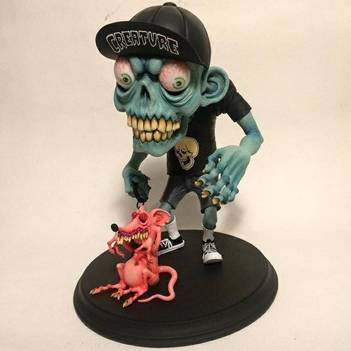 Creepy kid and pet rat figure by Bruno, produced by Br1 Monsters. Front view.