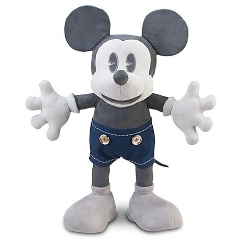 D23 Exclusive 25th Anniversary Mickey Mouse Plush Toy figure by Disney, produced by Disney. Front view.