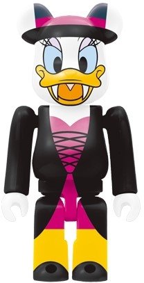 Daisy Duck Be@rbrick 100% - Dracula Ver. figure by Disney, produced by Medicom Toy. Front view.