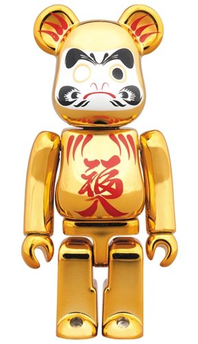 Daruma doll 福入 Gold plate BE@RBRICK 100% figure, produced by Medicom Toy. Front view.
