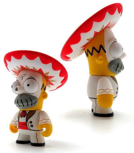 Day of the Dead Homer figure by Matt Groening, produced by Kidrobot. Side view.