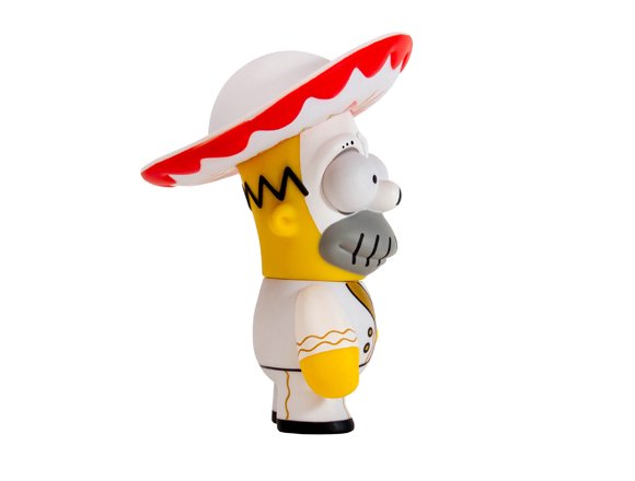 Day of the Dead Mariachi Homer figure, produced by Kidrobot. Side view.