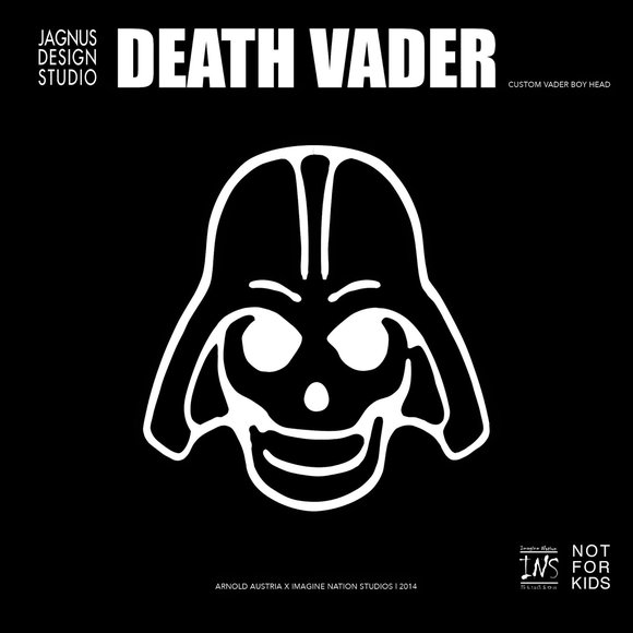 Death Vader figure by Arnold Austria, produced by Ins - Imagine Nation Studios. Packaging.