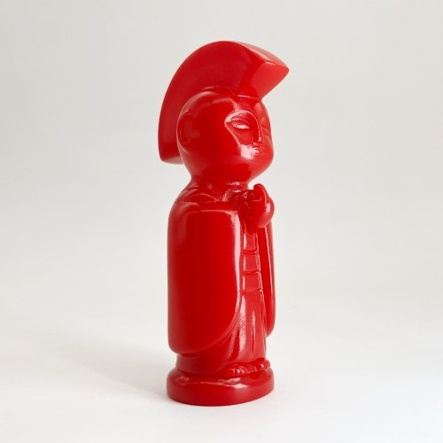 DHARMA BRIGADE JIZO-ANARCHO (RED) figure by Toby Dutkiewicz, produced by Devils Head Productions. Front view.
