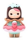 Donut Baby figure by Pucky, produced by Pop Mart. Front view.