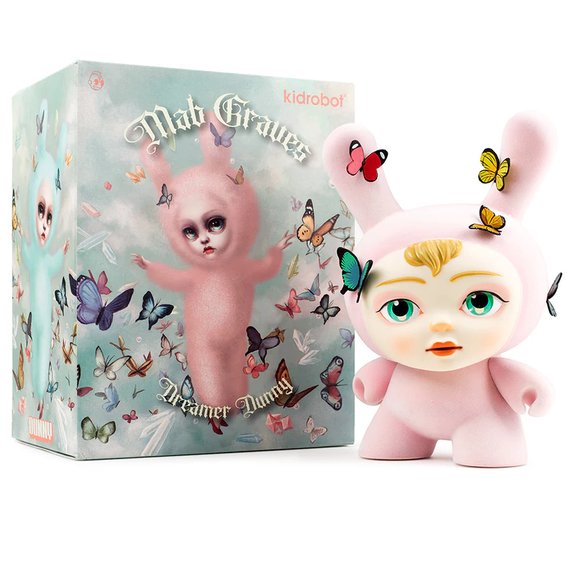 Dreamer figure by Mab Graves, produced by Kidrobot. Packaging.
