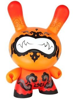 Dunny 20 Orange Drop figure by Andrew Bell, produced by Kidrobot. Front view.