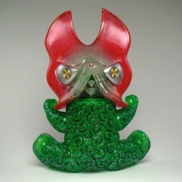 Eaton - Clear Lamé Head, Neon Green figure by Kiyoka Ikeda. Back view.