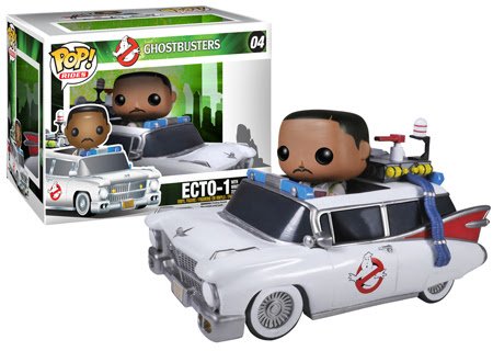 POP! Rides - Ghostbusters Ecto-1 figure, produced by Funko. Packaging.