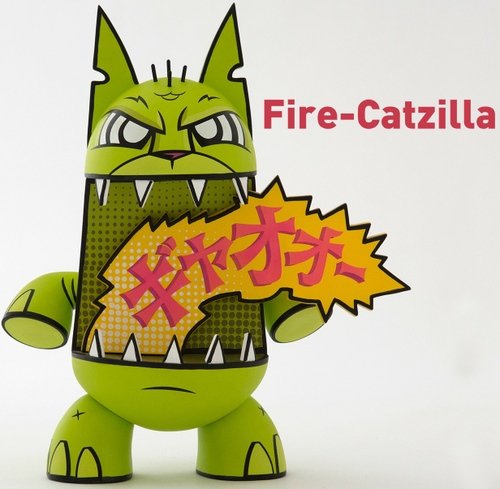 Fire-Catzilla figure by Joe Ledbetter. Front view.