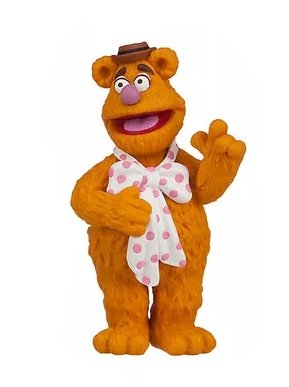 Fozzie Bear figure, produced by Disney Parks. Front view.
