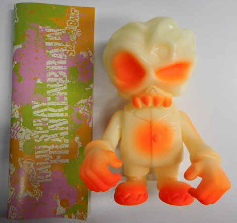 FrankenBrain - Orange GID figure by Secret Base X Super7, produced by Secret Base. Packaging.