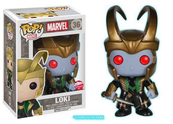 Frost Giant Loki - Glow in the Dark figure by Marvel, produced by Funko. Packaging.