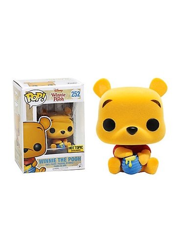 Funko Pop! #252 Flocked Winnie the Pooh figure, produced by Funko. Front view.