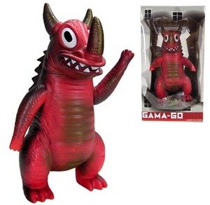 Gama-Go Red Gamagon figure by Tim Biskup, produced by Gargamel. Front view.