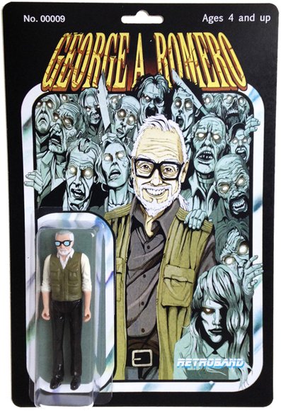 George A. Romero figure by Aaron Moreno, produced by Retroband. Front view.