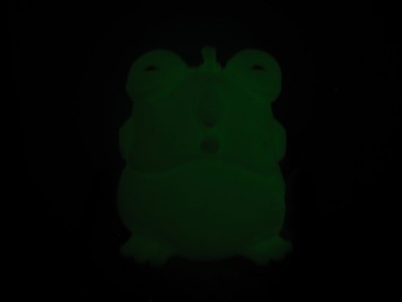 Glow-in-the-Dark Chog figure by John Layman X Rob Guillory, produced by Skeleton Crew Studio Llc. Front view.