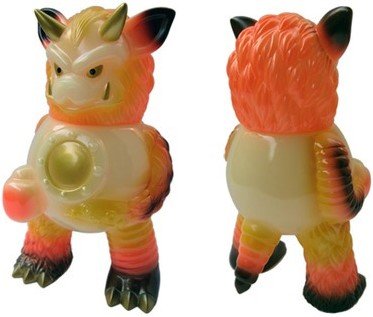 Glowing Lava Partyball figure by Paul Kaiju, produced by Super7. Back view.