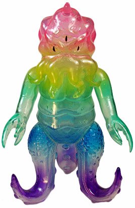 Goto-san Rainbow Kaiju TriPus soft vinyl figure by Hiroshi Goto-San, produced by Max Toy Co.. Front view.