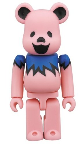 GRATEFUL DEAD DANCING BEARS PINK BE@RBRICK figure, produced by Medicom Toy. Front view.
