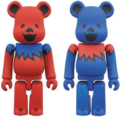 Greatful Dead Dancing Bears Be@rbrick 100% figure, produced by Medicom Toy. Front view.