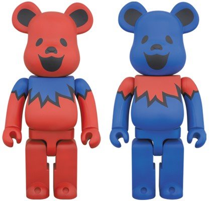 Greatful Dead Dancing Bears Be@rbrick 400% figure, produced by Medicom Toy. Front view.