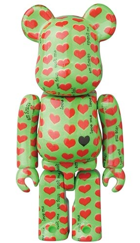 Green Heart BE@RBRICK 100% figure, produced by Medicom Toy. Front view.
