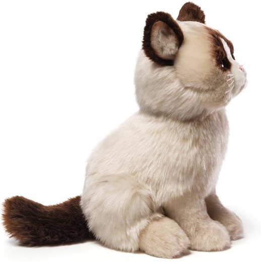 Grumpy Cat figure, produced by Gund. Side view.