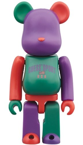 Guess Sport Logo BE@RBRICK 100% figure, produced by Medicom Toy. Front view.