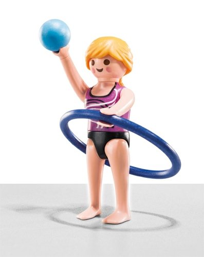 Gymnast figure by Playmobil, produced by Playmobil. Front view.
