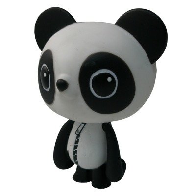 Happi Panda figure by Happi Playground, produced by Kidrobot. Front view.