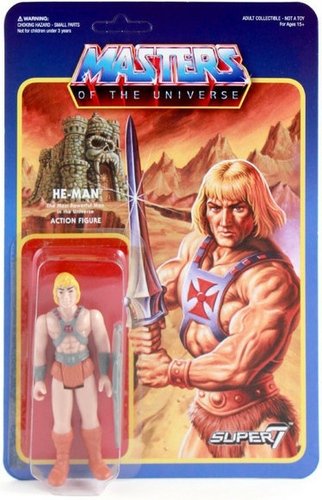 He-Man Retro Action Figure figure by Roger Sweet, produced by Super7. Front view.