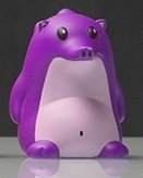 Heathrow the Hedgehog figure by Frank Kozik, produced by Bic Plastics. Front view.