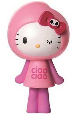 Ciao Kitty figure by Simone Legno (Tokidoki), produced by Sanrio. Front view.