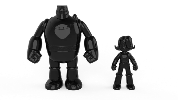 Henry & Glenn (All Black Edition) figure by Tom Neely, produced by Rocom Toys. Front view.