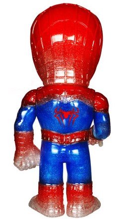 Hikari Blaze Spider-Man figure by Marvel, produced by Funko. Back view.