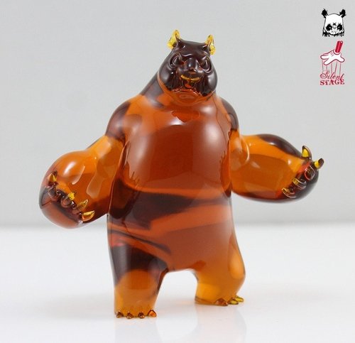 Honey Panda King 3 Mini figure by Angry Woebots, produced by Silent Stage Gallery. Front view.