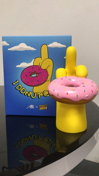 I Donut Care figure by Abell Octovan, produced by Mighty Jaxx. Packaging.