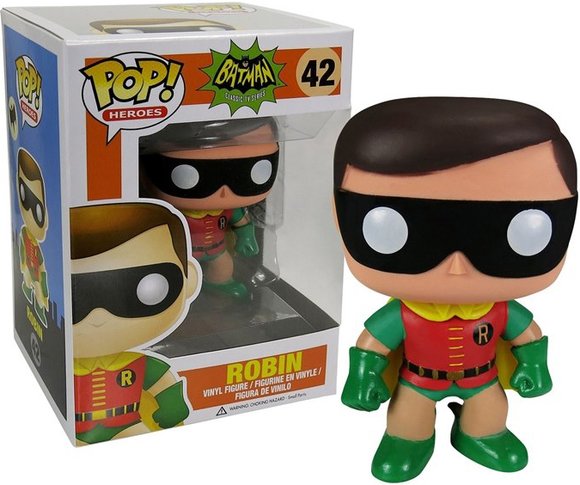 POP! Heroes - Robin 1966 figure by Dc Comics, produced by Funko. Packaging.