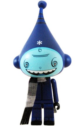 Blue Swirl Icebot figure by Dalek, produced by Kidrobot. Front view.