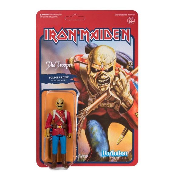 Iron Maiden - The Trooper (Soldier Eddie) figure by Super7, produced by Funko. Packaging.