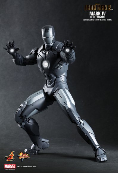 Iron Man 2 Mark IV (Secret Project) figure by Jc. Hong, produced by Hot Toys. Front view.