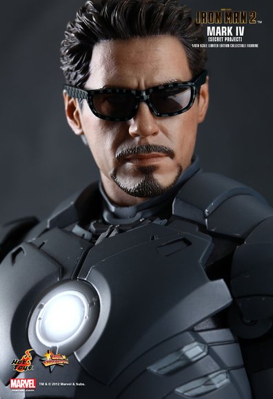 Iron Man 2 Mark IV (Secret Project) figure by Jc. Hong, produced by Hot Toys. Detail view.