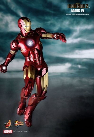 Iron Man 2 Mark IV figure by Jc. Hong, produced by Hot Toys. Front view.