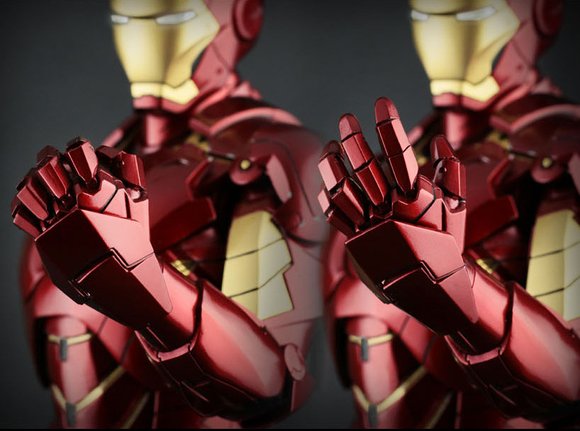 Iron Man 2 Mark IV figure by Jc. Hong, produced by Hot Toys. Detail view.
