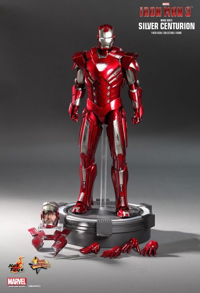 Iron Man 3 : Silver Centurion (Mark XXXIII) figure by Jc. Hong, produced by Hot Toys. Front view.
