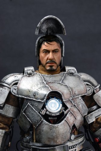 Iron Man Mark 1 figure by Hot Toys, produced by Hot Toys. Detail view.