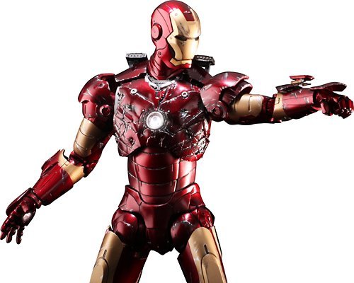 Iron Man Mark 3 Battle Damaged Version figure by Hot Toys, produced by Hot Toys. Front view.