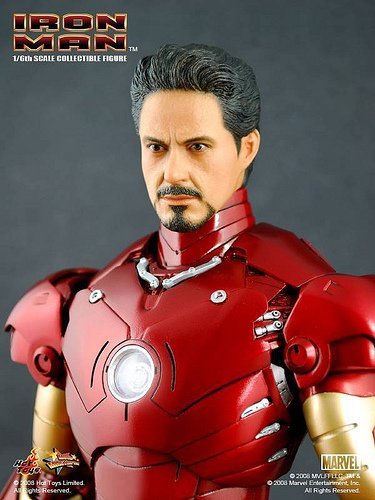 Iron Man Mark III figure by Marvel, produced by Hot Toys. Detail view.